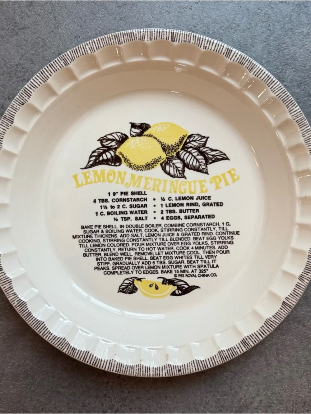 Lemon Meringue Pie Ceramic Serving Plate - Yellow and Cream - Picture 1 of 4